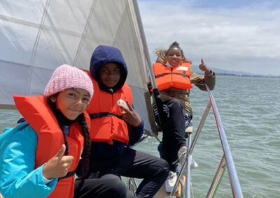 Kids on the Pegasus bowsprit