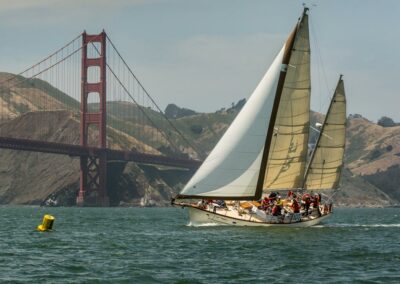Pegasus Sailing Near Golden Gate Bridge in San Francisco Bay